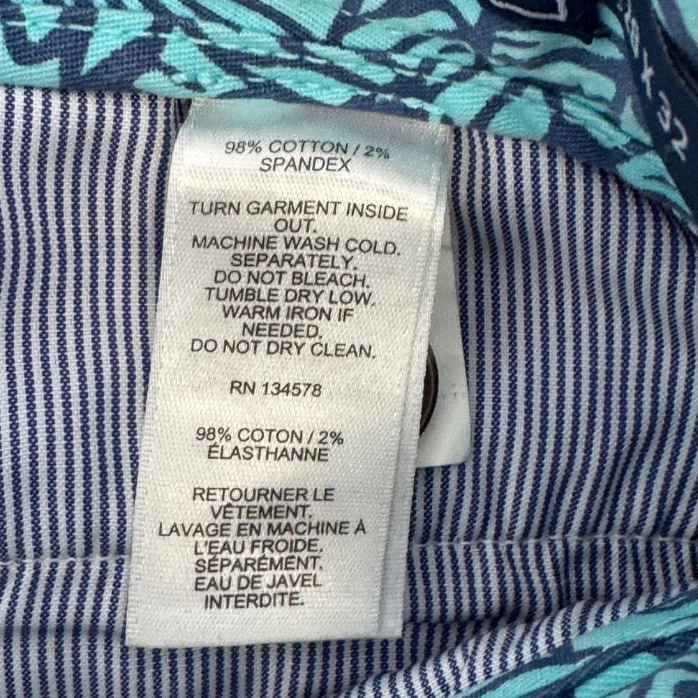Vineyard Vines Mens Breaker Pant 28x32 Turquoise Navy Tropical Leaf Print Chino
